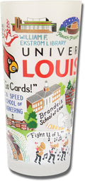 Catstudio Drinking Glass, University of Louisville Glass Cup for Kitchen, 15oz Dishwasher Safe Tumbler for UofL Alumni