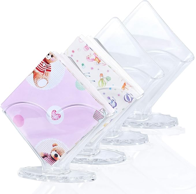 4 Pack Napkin Holder Akamino Acrylic Cocktail Napkin Holder for Bathroom Kitchen Dining Table, Coffee Filter Holder Hotel Restaurant décor, Clear