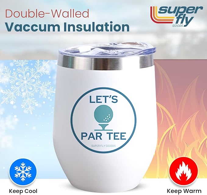 Super Fly Goods - 12oz Golf Mug – Insulated Stainless Steel Tumbler with Lid | Gifts for Women, Dad & Players, Unique Gift Idea for Golfers (Golf Tumbler)