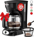 Mueller 12-Cup Drip Coffee Maker - Borosilicate Carafe, Auto-Off, Reusable Filter, Anti-Drip, Keep-Warm Function, Clear Water Level Window Coffee Machine, Kitchen Essentials & Accessories