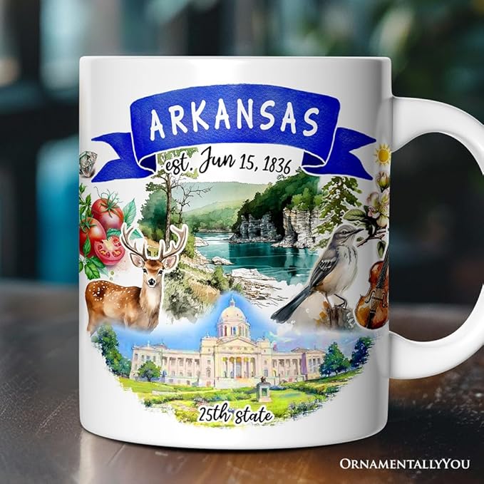 OrnamentallyYou Artistic Arkansas State Themes and Landmarks Mug