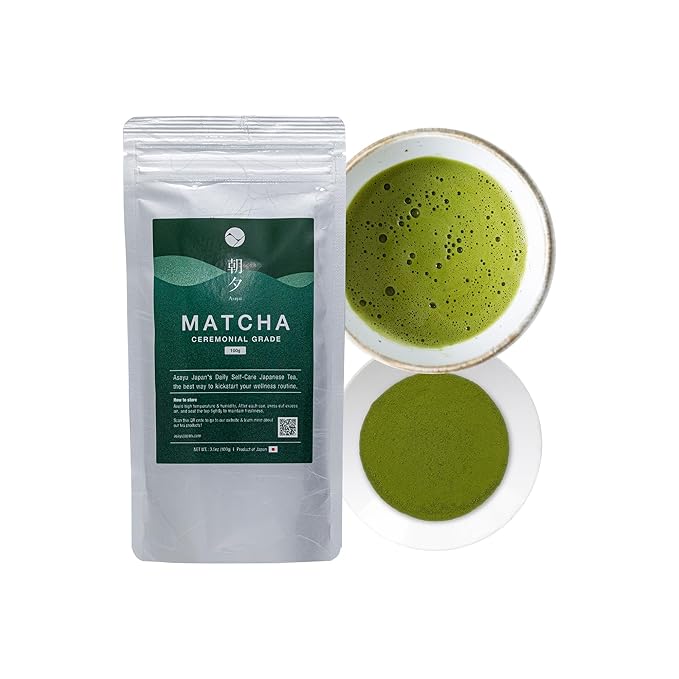 Asayu Japan Matcha Powder - Ceremonial Grade Green Tea, Shizuoka Source, Made in Japan (Pouch - 100g)