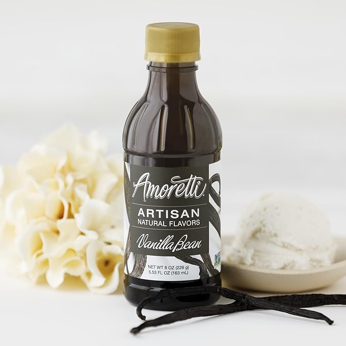 Amoretti - Natural Vanilla Bean Artisan Flavor Paste, 8 oz, Perfect For Ice Cream, Beverages, Cakes, and more, Preservative Free, Vegan, Gluten Free, No Artificial Sweeteners, Highly Concentrated