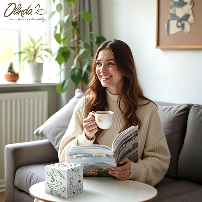 Olinda Turmeric Ginger & Ginseng Organic Herbal Tea 100 Tea Bags Caffeine-Free Brew Hot or Iced Tea Gift for Women & Tea Lovers