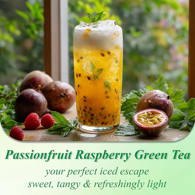 WT WEETEE Passionfruit Raspberry Green Tea, 100 Count Passion Fruit Raspberry Flavored Green Teabags, No Bitter Green Tea Bags, No Add Sweeter