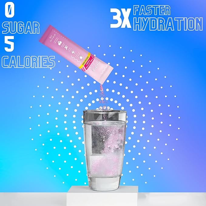HydroMATE Electrolytes Powder No Sugar Cotton Candy - 16 Sticks Instant Hydration Packets with Vitamin C to Boost Energy - Sugar Free Electrolytes to Support Hydration on Keto Diet & Party Recovery