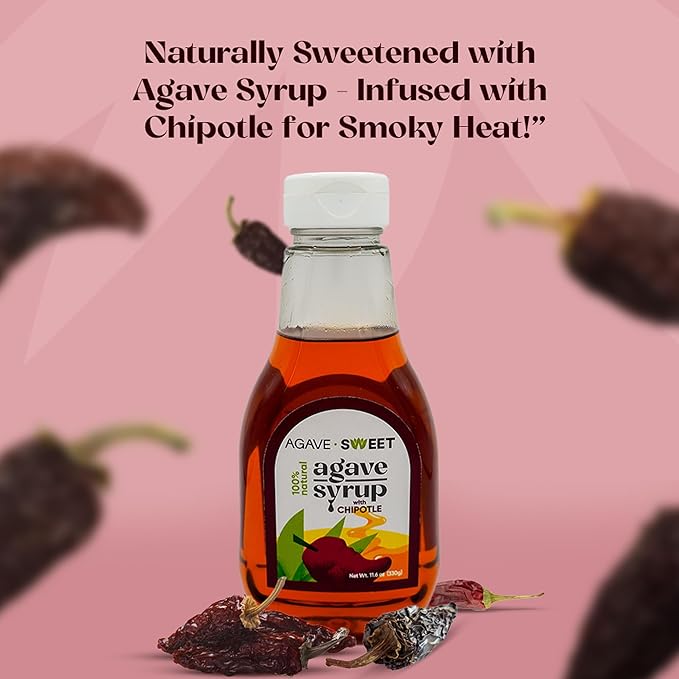 Agave Sweet – Chipotle Infused Agave Syrup | Smoky-Sweet Chipotle Syrup for Cocktails & Cooking | 11.64 oz plastic bottle