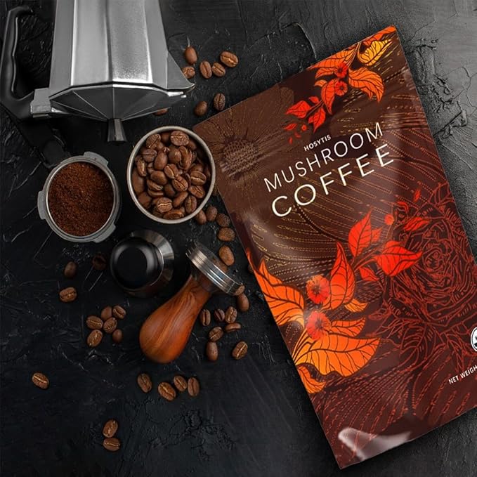Mushroom Coffee With Lion's Mane, Reishi, Cordyceps, Shiitake, King Trumpet & Turkey Tail Everyday Dose (60 Servings) Premium Instant Coffee for Better Focus, Energy（12.7 Ounce Pack of 360g）