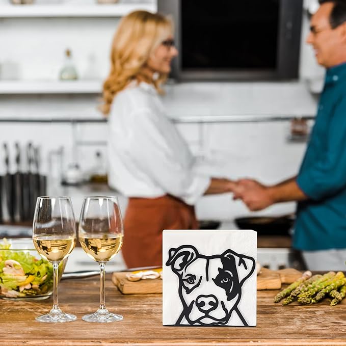 Napkin Holder for Table,Metal Napkin Holder for Kitchen Dining Farmhouse Cocktail Picnic Bar Rustic, Modern Napkins Holder for All Dining Room Decors (Dog), Christmas Decoration Gift