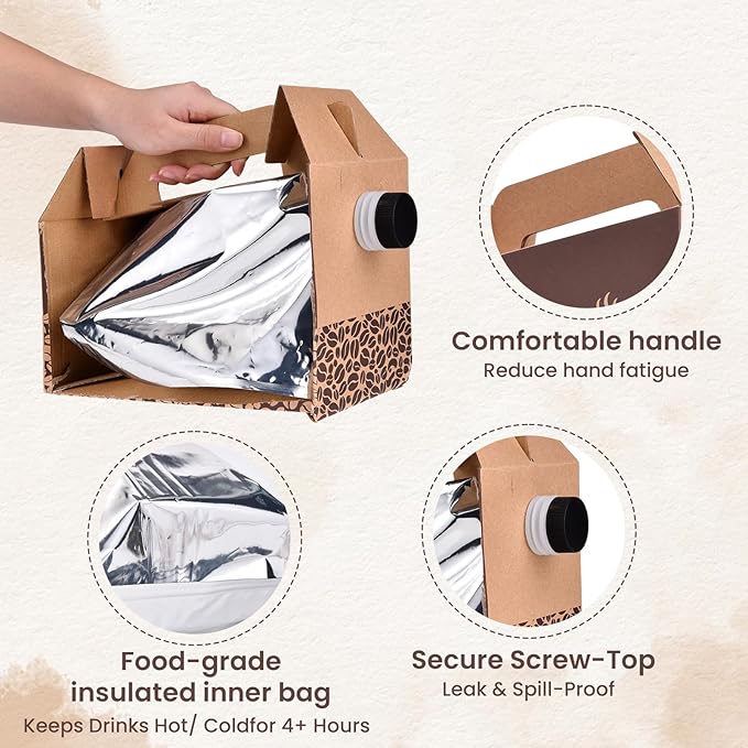 10 Pack 96 oz Disposable Coffee Dispensers, Coffee Box with Handle, easy to carry,suitable for storing hot and cold drinks, coffee boxes for catering, suitable for catering services, offices.