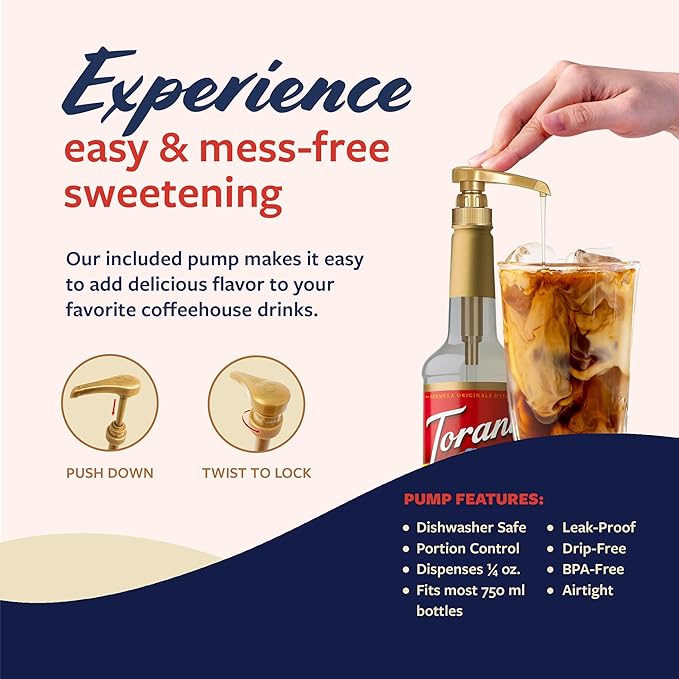 Torani Coffee Syrup, Almond Orgeat Flavored Syrup for Drinks, Pump Included, 25.4 Fl Oz