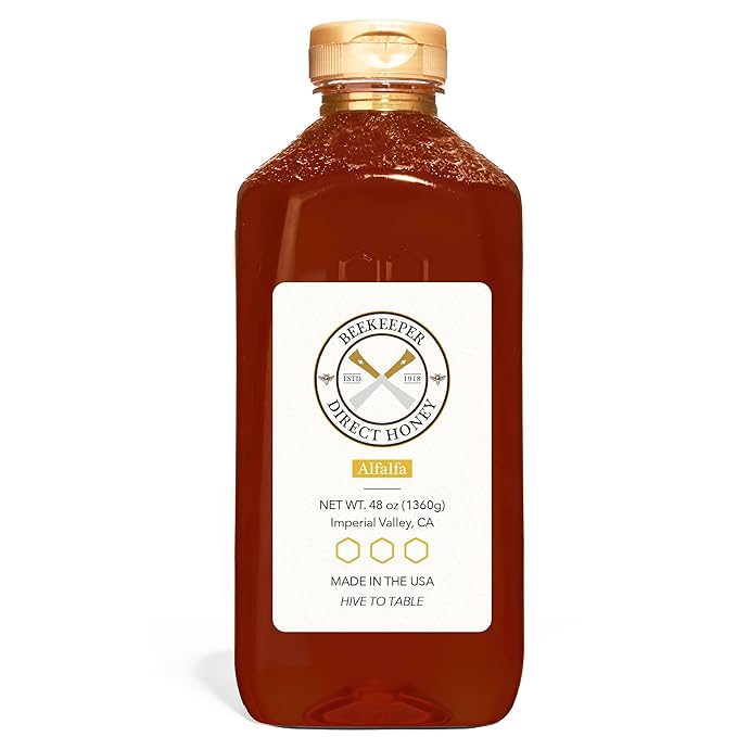 Beekeeper Direct Unfiltered Honey - Real Raw Alfalfa - All Natural Non-GMO Pure Gourmet - Local California Honey (3lbs Squeeze Bottle)