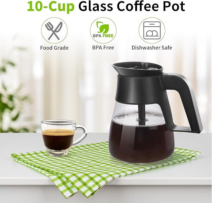 CM401 10-Cup Coffee Pot Replacement for Ninja Specialty Hot & Iced Coffee Maker, Compatible with CM371 CM400 CM300 CP300 CP301, Ninja Glass Carafe with Brew-Through Lid