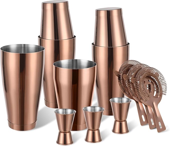 Boston Shaker Cocktail Set Bartender Kit, 12 Pcs Drink Shaker with Strainer Bartending Martini Shaker Tin with 18oz & 28oz Mixed Alcohol Shaker Professional Stainless Steel Bar Tool for Beginner