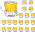 Mini Beer Mugs, 20 Pcs Real Glass Shot Glasses, 1 Oz Clear With Handles Heavy Base Stein Tasting Glasses for Whiskey, Tequila, Vodka