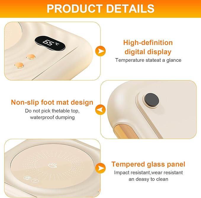 2025 Pro Mug Warmer with Warm Air Function, 3-Temp Settings, Coffee Mug Warmer for Desk Coffee Cup Warmer for Tea Milk Candle Cool Office Gadgets Accessories for Men Women Gifts for Coffee Lovers