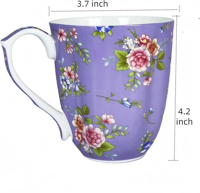 13oz Bone China Floral Mug Bone China Coffee Mugs Bone Teacup Christmas Mugs Birthday Gifts for Women Mom Friends Coworker