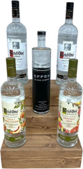 Handmade Tiered Display Shelving - Three Tier Bar Display - Bar Organizer - Liquor Bottle Display (12" without Back, Special Walnut)