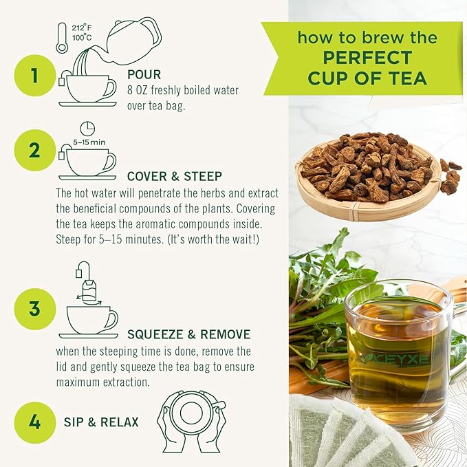 USDA Organic Dandelion Root Tea Bags , Roasted Coffee Substitute & Liver Kidney Cleanse Tea, Digestion & Bloating Relief Support, 100% Organic & Pure Dandelion Root, Non-GMO, Caffeine Free, 50 teabags Eco-Conscious Corn Fiber