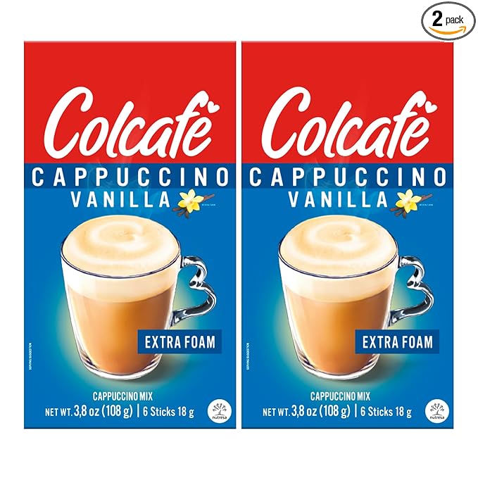 Colcafe Instant French Vanilla Cappuccino, 6 sticks per pack, Pack of 2