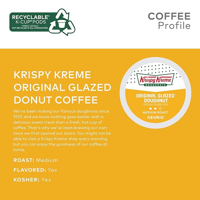 Krispy Kreme Original Glazed Doughnut, Single-Serve Keurig K-Cup Pods, Flavored Medium Roast Coffee, 96 Count