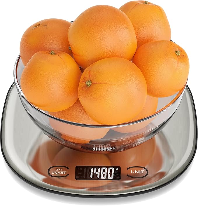 Ultrean High Capacity Food Scale, 33lb Rechargeable Digital Kitchen Scale with LCD Display, Slim & Lightweight Design, 1g Precise Graduation, Weight Grams and Ounces for Cooking, Baking & Meal Prep