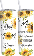Best Mom Ever Sunflower Tumbler - Mother's Day 20oz Skinny Tumbler with straw and lid - Stainless Steel - gift for women - Dishwasher safe