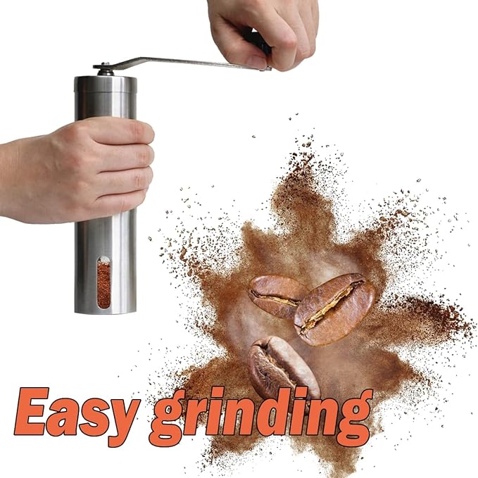 Manual Coffee Bean Grinder with Adjustable Coarseness Ceramic Burr Capacity 30g, Portable Hand Mill for Home Office Traveling Camping