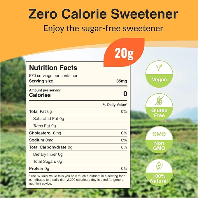 NAMANNA Pure Monk Fruit Sweetener - Zero Calorie, Zero Carb, Paleo Safe (50% Mogroside V, 20g, 400 Servings)