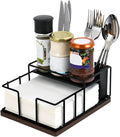 Napkin Holder for Paper Napkins,Flat Napkin And Utensils Holder For Kitchen Dining Table Wood Black Napkin Holders Cutlery Storage Box