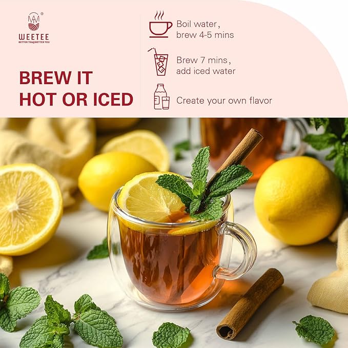 WT WEETEE Ginger Peach Black Tea Bags 100 Counts, Caffeinated, Made of Black Tea, Ginger & Natural Peach Flavor, Fruity & Mildly Gingery