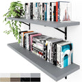 Kaboon 36 inch Long 10 inch Deep Floating Shelves for Wall Set of 2, Large Open Shelves Wall Mounted, Space Saving Home and Commercial Use, Gray