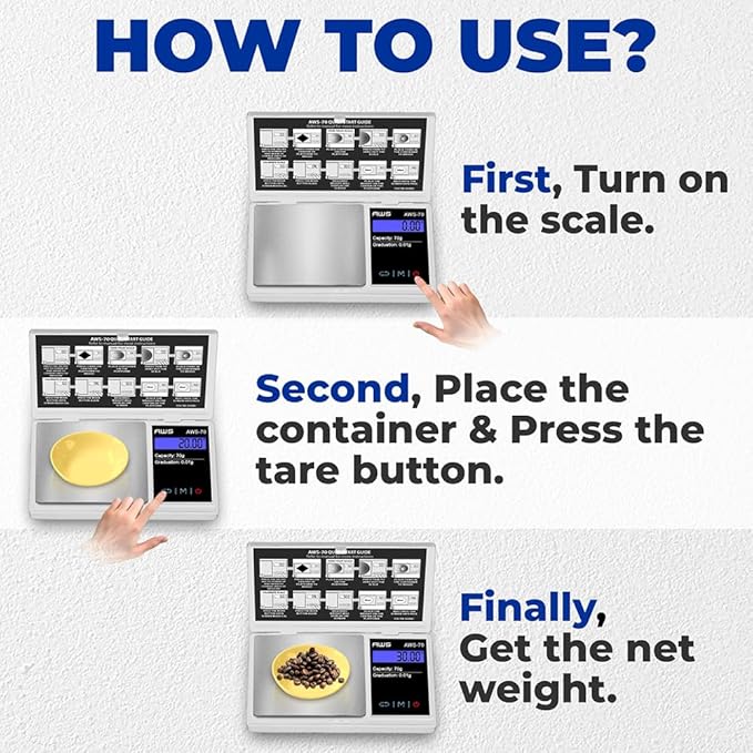 American Weigh Scales Digital Pocket Scale 70g x 0.01g with LCD Display Gram, Ounce, Carat, Grain, High Precision 0.01 g Accuracy Pocket Gram Scales for Coins, Jewellery, Gemstones, Food, Medicine