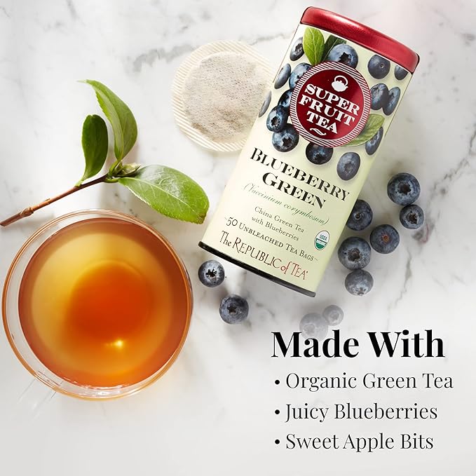 The Republic Of Tea Blueberry Green Superfruit Tea, 250 Tea Bag Bulk