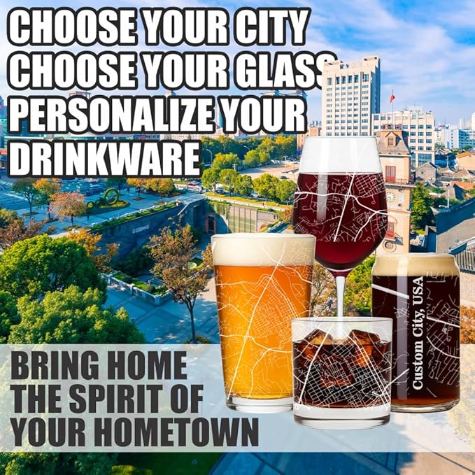 Blue Ridge Mountain Gifts - Laser Engraved City Street Map Glass - Pick Any Town, Any Glass - Custom Souvenir or Housewarming Gift