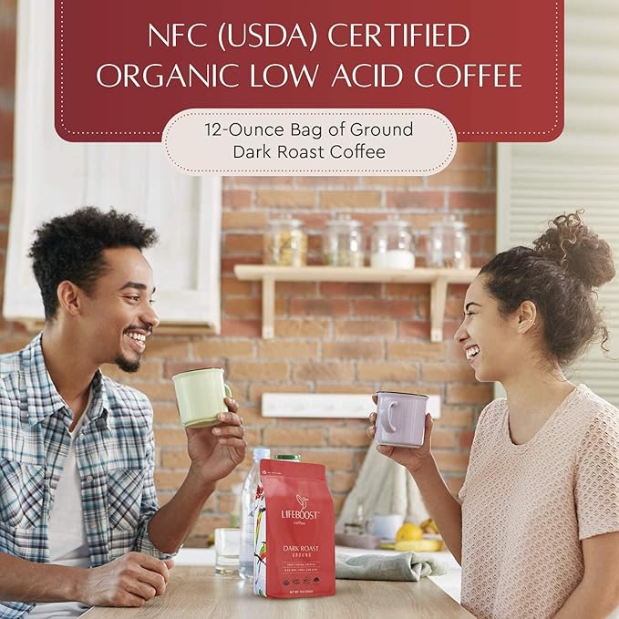 Lifeboost Coffee 3 Pack Dark Roast Ground Coffee - Low Acid Single Origin USDA Organic Coffee - Non-GMO Ground Coffee Beans Dark Roast Third Party Tested For Mycotoxins & Pesticides - 12 Ounces