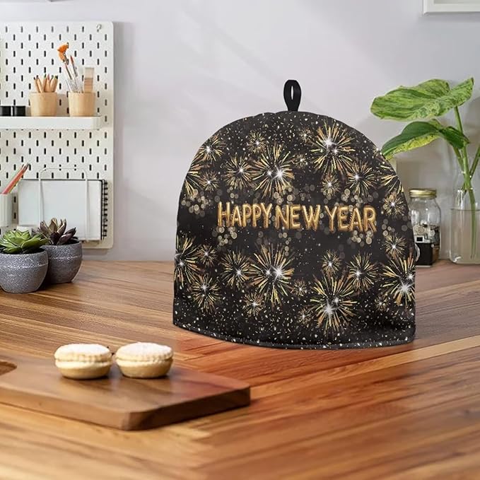 New Year's Blessings Small Tea Pot Cozy Cover with Keep Warming Tea Cozy for Teapot Insulated for Tea Kettle Dust Cover for Home Decor Large Medium Teapot Gift for Electric Tea Kettle Cover