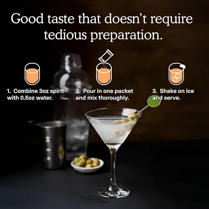 SAYSO: On-the-Go Dirty Martini Kit | Infuses with Cold Water & Spirits for a Premium Craft Cocktail or Mocktail | for Dirty Martini Lovers