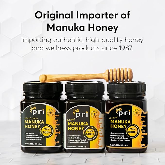 P.R.I Manuka Honey, Certified MGO 200+, Raw New Zealand Manuka Honey, 250g Jar