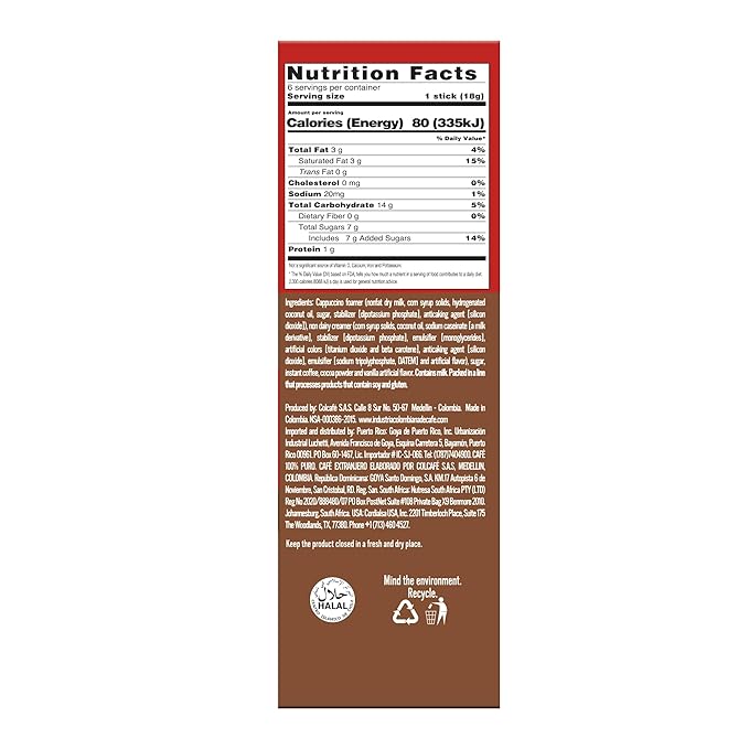 Colcafe Instant Mocca Cappuccino, 6 sticks per pack, Pack of 2