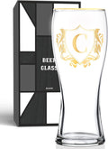 Personalized Beer Glass, Custom Alcohol Gifts for Beer Lovers, Unique Birthday, Christmas Gifts for Dad, Uncle, Husband, Boyfriend, with Initial C