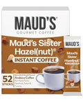 Maud's Sweet Hazelnut Flavored Instant Coffee, 52 ct, 100% Arabica Coffee, Medium Roast, Instant Hot or Iced Coffee - Just add water