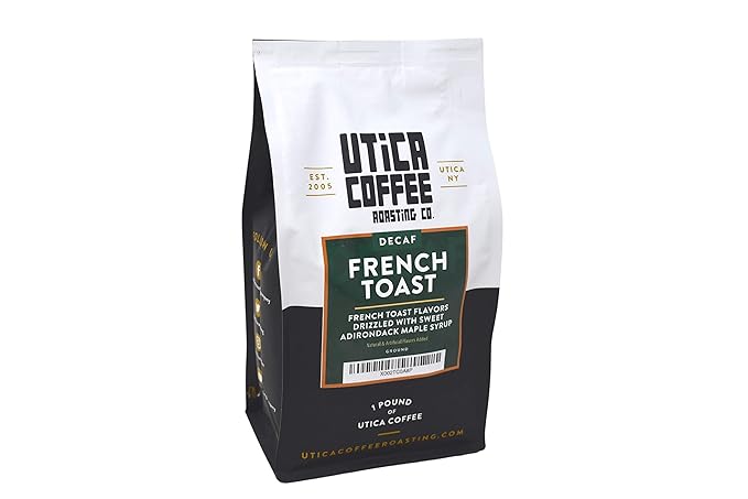 Utica Coffee Roasting Co. Decaf French Toast | Specialty Flavored Medium Roast Ground Coffee | 16 Oz Reclosable Bag