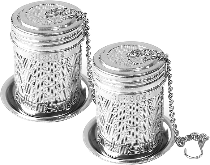Tea Infuser for Loose Tea Steeper: Extra Fine Mesh Tea Strainer Filters, 304 Stainless Steel with Chain Hook & Lid, Reusable Loose Leaf Tea Infusers for Brew Green Black Tea Rooibos Spices Seasonings