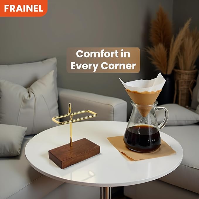Walnut Wood Coffee Filter Holder, Cone Coffee Filter Paper Stand, Coffee Paper Storage Container for Counter, Bar Accessory, Table Decor | Compatible with V60#01#02