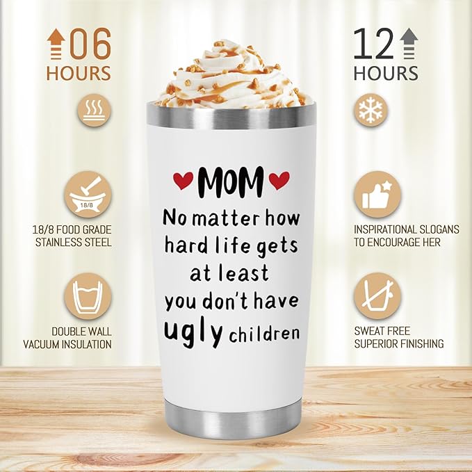 Best Mom Gifts from Son, Daughter, Inspirational Gift for Her Women Christmas Mothers Day Gifts Ideas Thank You Present - 20 OZ Travel Coffee Tumbler