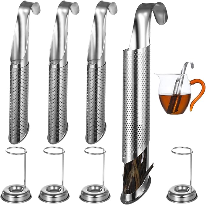 4 Pcs Tea Infuser Set,Fine Mesh Tea Infuser for Loose Leaf Tea Stainless Steel Strainer With Hooks & Holders