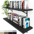 Kaboon 36 inch Long 10 inch Deep Floating Shelves for Wall Set of 2, Large Open Shelves Wall Mounted, Space Saving Home and Commercial Use,Black