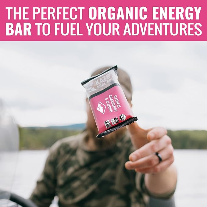 Kate’s Real Food Organic Energy Bars, Non-GMO, All-Natural Ingredients, Gluten-Free and Soy-Free Healthy Snack with Natural Flavors, Oatmeal Cranberry & Almond (Pack of 12)