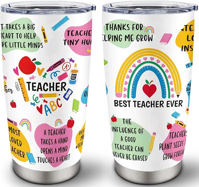 Christmas Teacher Gifts for Women - Xmas Teacher Appreciation Gifts - Birthday Gift for Teachers - Best Teachers Retirement Gift from Student Tumbler with Straw and Lid 20oz